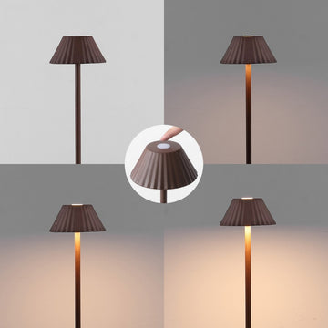 Mallory 44" Modern Minimalist Indoor/Outdoor Iron Pleated Shade Rechargeable/Cordless Dimmable Integrated LED Floor Lamp